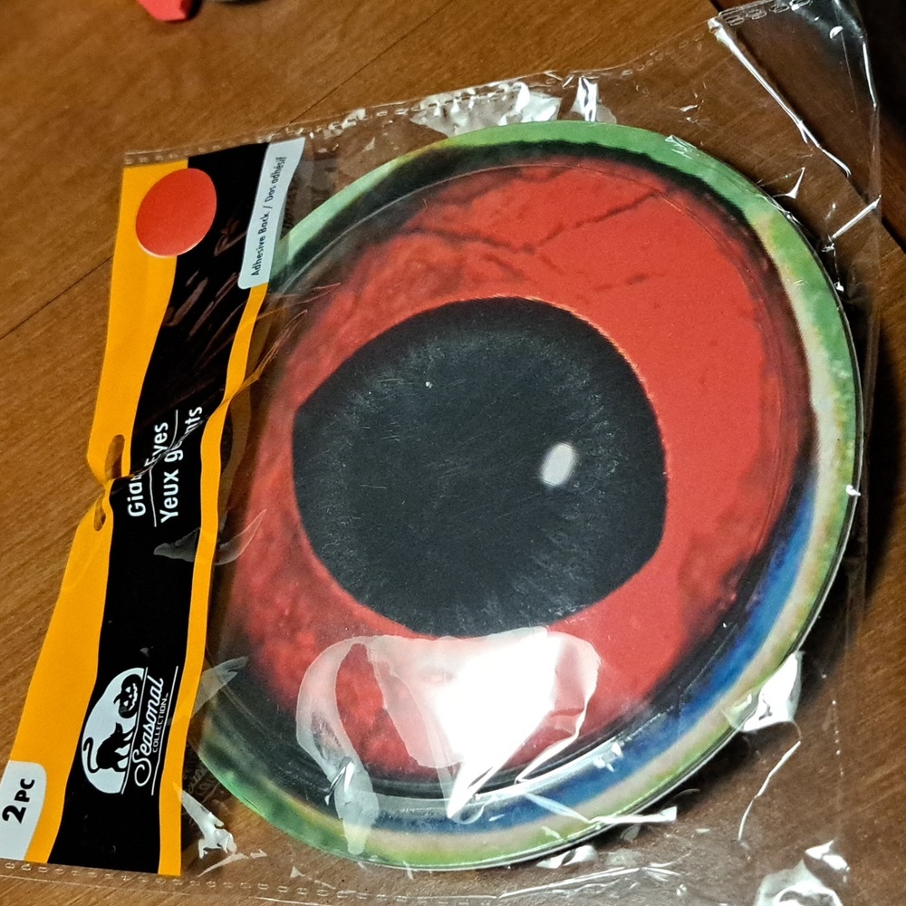 Seasonal Giant Red Eyes,set 2 adhesive Back
